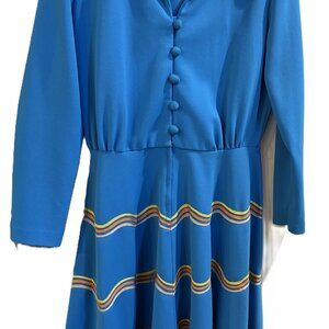 Vintage 1960's early 1970's Blue Dress Size 10-12